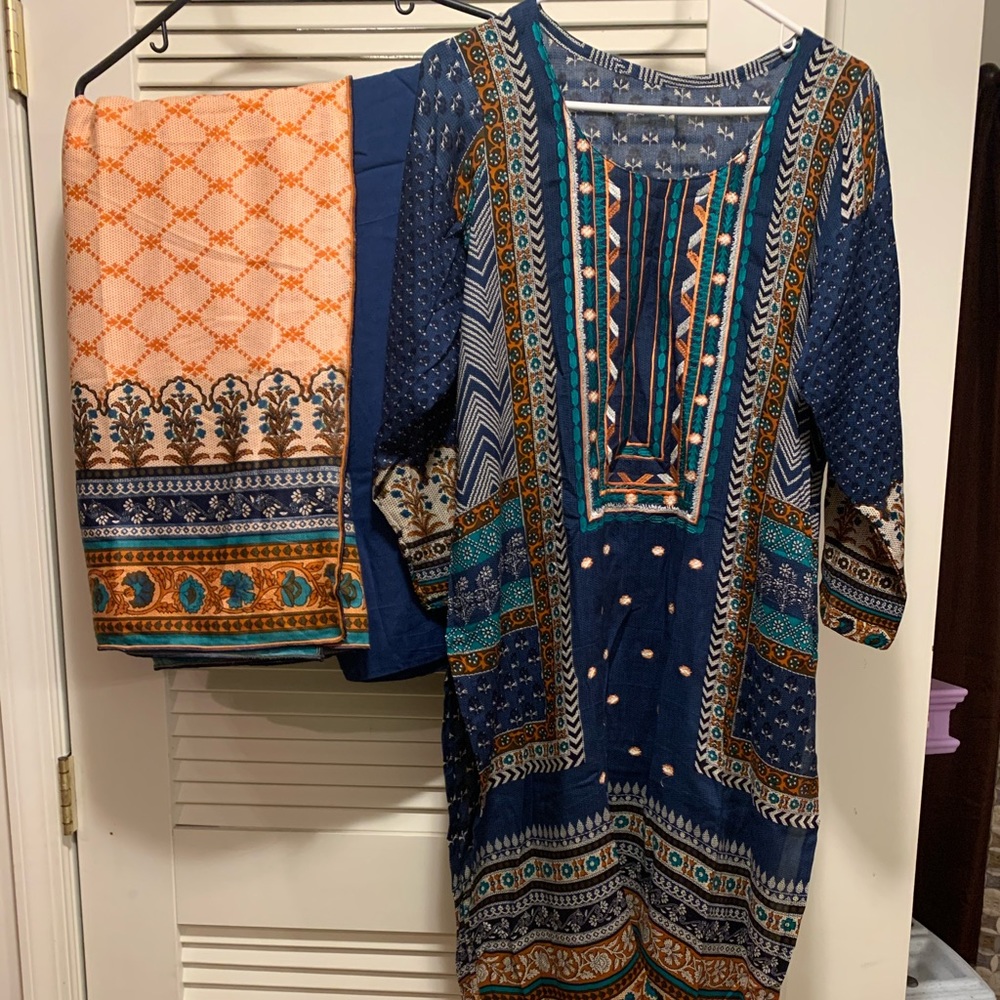 Linen embroidered three piece suit